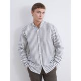 Lc Waikiki Yeni Sezon Regular Fit Çizgili Keten Görünümlü Erkek Gömlek - 2XL - Haki