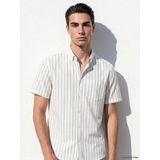 Lc Waikiki Yeni Sezon Regular Fit Çizgili Oxford Erkek Gömlek - Ekru Çizgili
