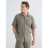 Lc Waikiki Yeni Sezon Regular Fit Dokulu Erkek Gömlek - 3XL - Haki