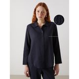Lc Waikiki Yeni Sezon Regular Fit Dokulu Kadın Gömlek - 2XL - Lacivert