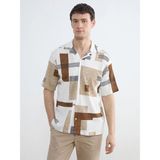 Lc Waikiki Yeni Sezon Regular Fit Geometrik Desenli Erkek Gömlek - Bej