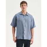 Lc Waikiki Yeni Sezon Regular Fit Kısa Kollu %100 Keten Erkek Gömlek - XL - Mavi