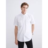 Lc Waikiki Yeni Sezon Regular Fit Kısa Kollu Armürlü Erkek Dokulu Gömlek - XL - Beyaz
