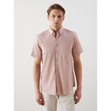 Lc Waikiki Yeni Sezon Regular Fit Kısa Kollu Armürlü Erkek Gömlek - Pembe