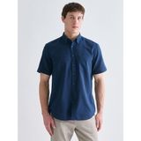 Lc Waikiki Yeni Sezon Regular Fit Kısa Kollu Armürlü Erkek Gömlek - XL - Indigo