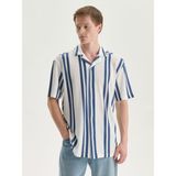Lc Waikiki Yeni Sezon Regular Fit Kısa Kollu Çizgili Armürlü Erkek Gömlek - XL - Mavi