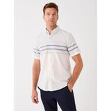 Lc Waikiki Yeni Sezon Regular Fit Kısa Kollu Çizgili Erkek Gömlek - 2XL - Beyaz