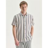 Lc Waikiki Yeni Sezon Regular Fit Kısa Kollu Çizgili Erkek Gömlek - 2XL - Lacivert