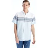 Lc Waikiki Yeni Sezon Regular Fit Kısa Kollu Çizgili Erkek Gömlek - 3XL - Turkuaz