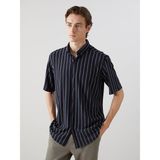 Lc Waikiki Yeni Sezon Regular Fit Kisa Kollu Cizgili Erkek Gomlek - S5FB70Z8 - Lacivert - 2XL
