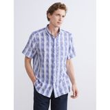 Lc Waikiki Yeni Sezon Regular Fit Kısa Kollu Çizgili Poplin Erkek Gömlek - Indigo