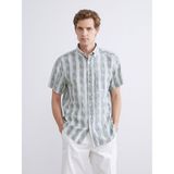 Lc Waikiki Yeni Sezon Regular Fit Kısa Kollu Çizgili Poplin Erkek Gömlek - Yeşil