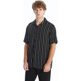 Lc Waikiki Yeni Sezon Regular Fit Kisa Kollu Cizgili Viskon Erkek Gomlek - S56018Z8 - Siyah