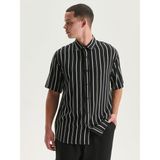 Lc Waikiki Yeni Sezon Regular Fit Kısa Kollu Çizgili Viskon Erkek Gömlek - XL - Siyah