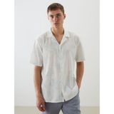 Lc Waikiki Yeni Sezon Regular Fit Kısa Kollu Desenli Armürlü Erkek Gömlek - 2XL - Beyaz