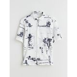 Lc Waikiki Yeni Sezon Regular Fit Kısa Kollu Desenli Erkek Gömlek - 2XL - Mavi