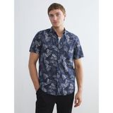 Lc Waikiki Yeni Sezon Regular Fit Kısa Kollu Desenli Poplin Erkek Gömlek - Indigo