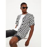 Lc Waikiki Yeni Sezon Regular Fit Kısa Kollu Desenli Viskon Erkek Gömlek - 2XL - Siyah