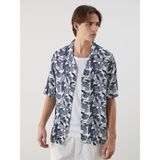 Lc Waikiki Yeni Sezon Regular Fit Kısa Kollu Desenli Viskon Erkek Gömlek - Lacivert
