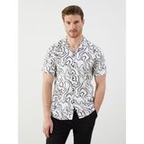 Lc Waikiki Yeni Sezon Regular Fit Kısa Kollu Desenli Viskon Erkek Gömlek - XL - Beyaz