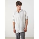 Lc Waikiki Yeni Sezon Regular Fit Kısa Kollu Ekose Erkek Gömlek - Ekru - 2XL