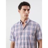 Lc Waikiki Yeni Sezon Regular Fit Kısa Kollu Ekose Poplin Erkek Gömlek - Kırmızı