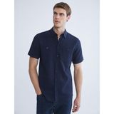 Lc Waikiki Yeni Sezon Regular Fit Kısa Kollu Erkek Dokulu Gömlek - Lacivert