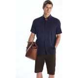 Lc Waikiki Yeni Sezon Regular Fit Kısa Kollu Keten Görünümlü Erkek Gömlek - Lacivert