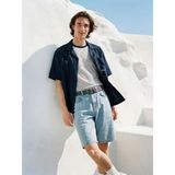 Lc Waikiki Yeni Sezon Regular Fit Nakışlı Keten Karışımlı Erkek Gömlek - XL - Lacivert