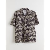 Lc Waikiki Yeni Sezon Regular Fit Resort Yaka Kısa Kollu Desenli Poplin Erkek Gömlek - 2XL - Kahverengi