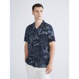 Lc Waikiki Yeni Sezon Regular Fit Resort Yaka Kısa Kollu Desenli Poplin Erkek Gömlek - 2XL - Lacivert