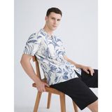 Lc Waikiki Yeni Sezon Regular Fit Resort Yaka Kısa Kollu Desenli Poplin Erkek Gömlek - Beyaz