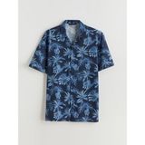 Lc Waikiki Yeni Sezon Regular Fit Resort Yaka Kısa Kollu Desenli Poplin Erkek Gömlek - Lacivert