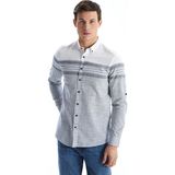 Lc Waikiki Yeni Sezon Regular Fit Uzun Kollu Çizgili Erkek Dokulu Gömlek - Indigo