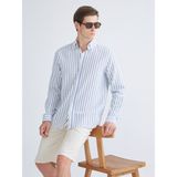 Lc Waikiki Yeni Sezon Regular Fit Uzun Kollu Çizgili Erkek Gömlek - 2XL - Mavi