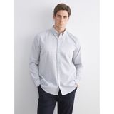 Lc Waikiki Yeni Sezon Regular Fit Uzun Kollu Çizgili Erkek Gömlek - XL - Gri