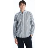 Lc Waikiki Yeni Sezon Regular Fit Uzun Kollu Çizgili Poplin Erkek Gömlek - 2XL - Lacivert