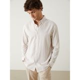 Lc Waikiki Yeni Sezon Regular Fit Uzun Kollu Çizgili Poplin Erkek Gömlek - 3XL - Bej