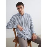 Lc Waikiki Yeni Sezon Regular Fit Uzun Kollu Çizgili Poplin Erkek Gömlek - Lacivert