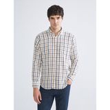 Lc Waikiki Yeni Sezon Regular Fit Uzun Kollu Ekose Armürlü Erkek Gömlek - XL - Bej