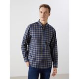Lc Waikiki Yeni Sezon Regular Fit Uzun Kollu Ekose Gabardin Erkek Gömlek - 3XL - Indigo