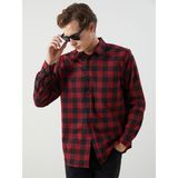 Lc Waikiki Yeni Sezon Regular Fit Uzun Kollu Ekose Gabardin Erkek Gömlek - XL - Bordo