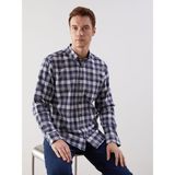 Lc Waikiki Yeni Sezon Regular Fit Uzun Kollu Ekose Poplin Erkek Gömlek - 2XL - Lacivert