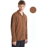 Lc Waikiki Yeni Sezon Regular Fit Uzun Kollu Erkek Dokulu Gömlek - XL - Kahverengi
