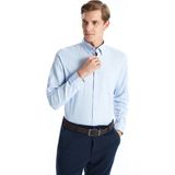 Lc Waikiki Yeni Sezon Regular Fit Uzun Kollu Keten Karışımlı Erkek Gömlek - Mavi