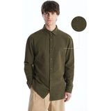 Lc Waikiki Yeni Sezon Regular Fit Uzun Kollu Poplin Erkek Dokulu Gömlek - Haki