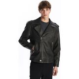 Lc Waikiki Yeni Sezon Slim Fit Biker Yaka Erkek Deri Görünümlü Ceket - Siyah