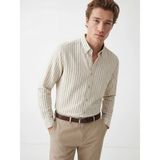 Lc Waikiki Yeni Sezon Slim Fit Çizgili Erkek Gömlek - Ekru