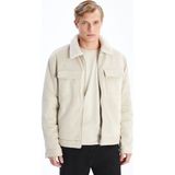 Lc Waikiki Yeni Sezon Slim Fit Gömlek Yaka Süet Erkek Mont - Ekru - 2XL