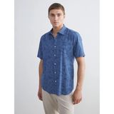 Lc Waikiki Yeni Sezon Slim Fit Kısa Kollu Desenli Poplin Erkek Gömlek - Indigo - 2XL
